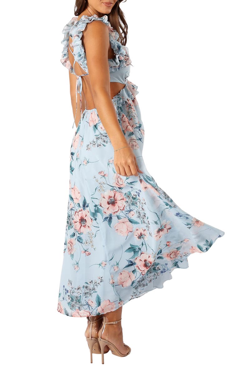 Petal & Pup Lucah Floral Print Ruffle Dress, Alternate, color, Blue Floral