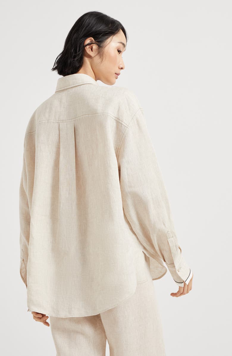 Brunello Cucinelli Linen shirt with monili, Alternate, color, 