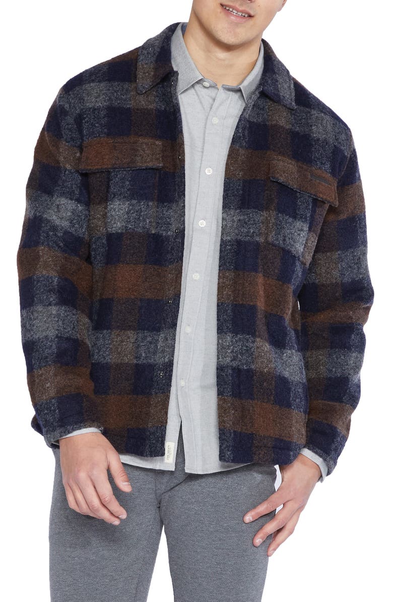 Civil Society Plaid Shirt Jacket, Main, color, Navy
