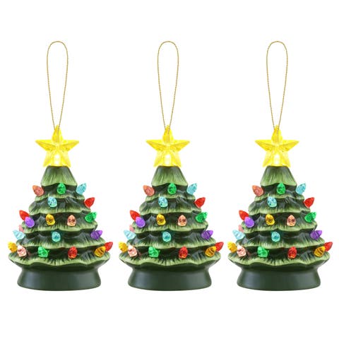 5 in. Set of 3 Nostalgic Ceramic Tree Ornaments