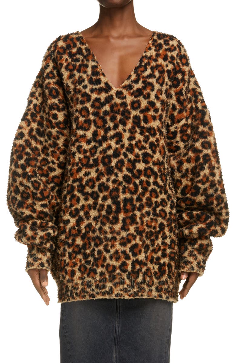 Balenciaga Brushed Leopard Print Sweater, Main, color,