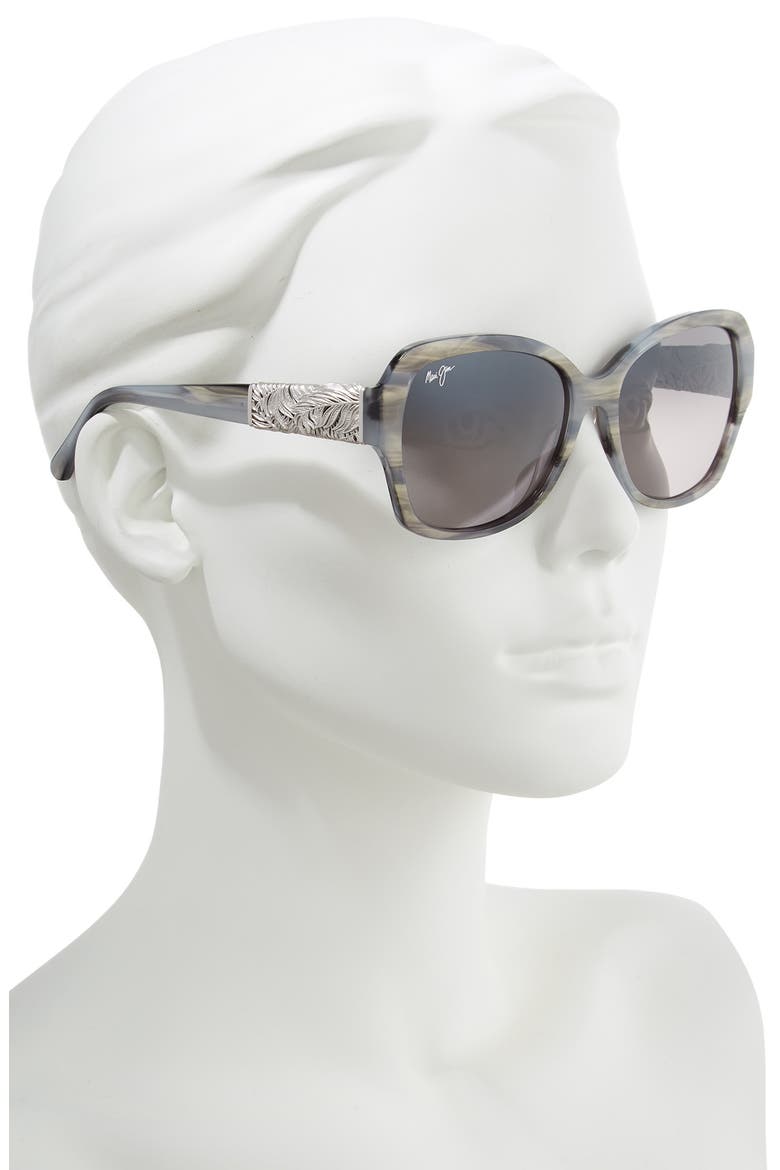 Swaying Palms 57mm PolarizedPlus2® Butterfly Sunglasses, Alternate, color, BLUE GREY PEARL/ WHITE GOLD
