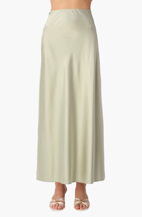 Aviva Plaid Stretch Silk Maxi Skirt