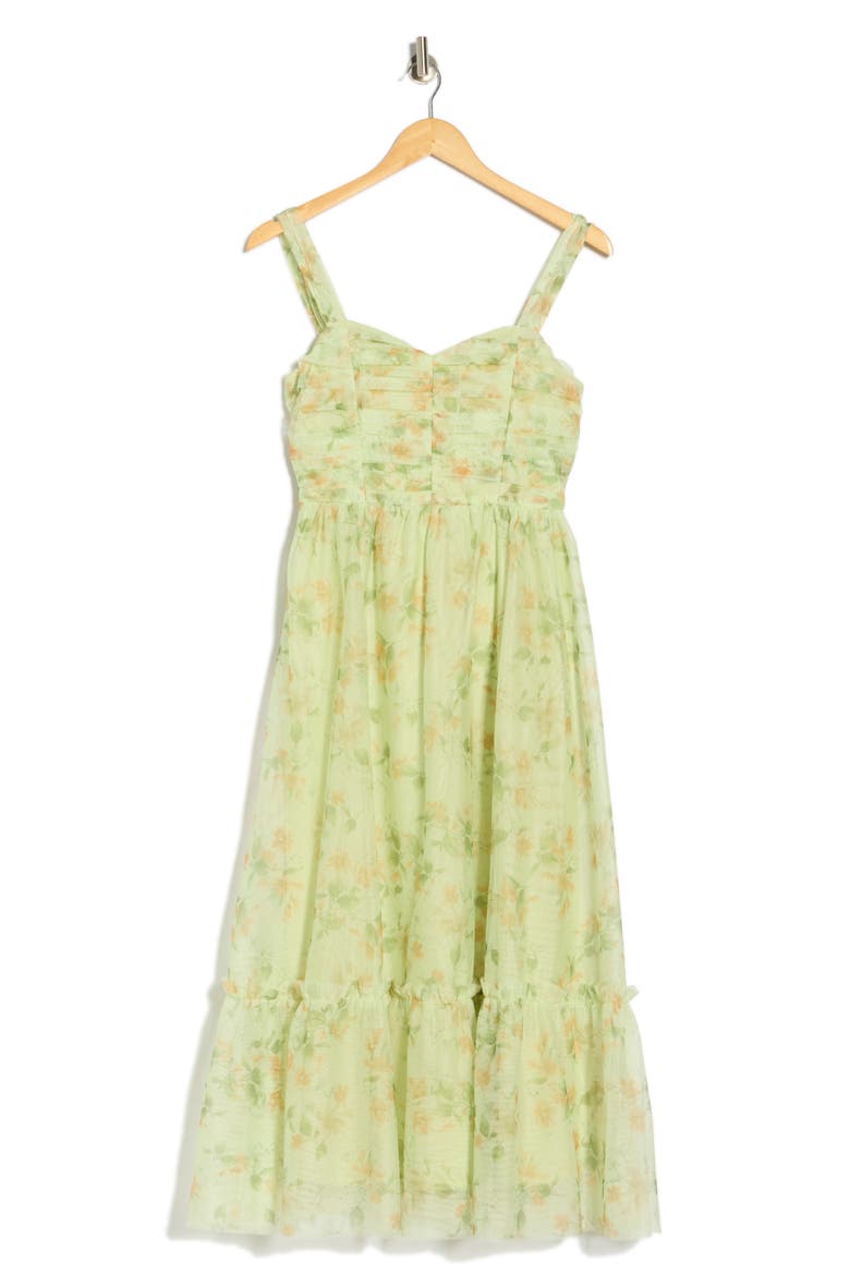 Shoulder Tie Floral Maxi Dress, Alternate, color, LIME MULTI