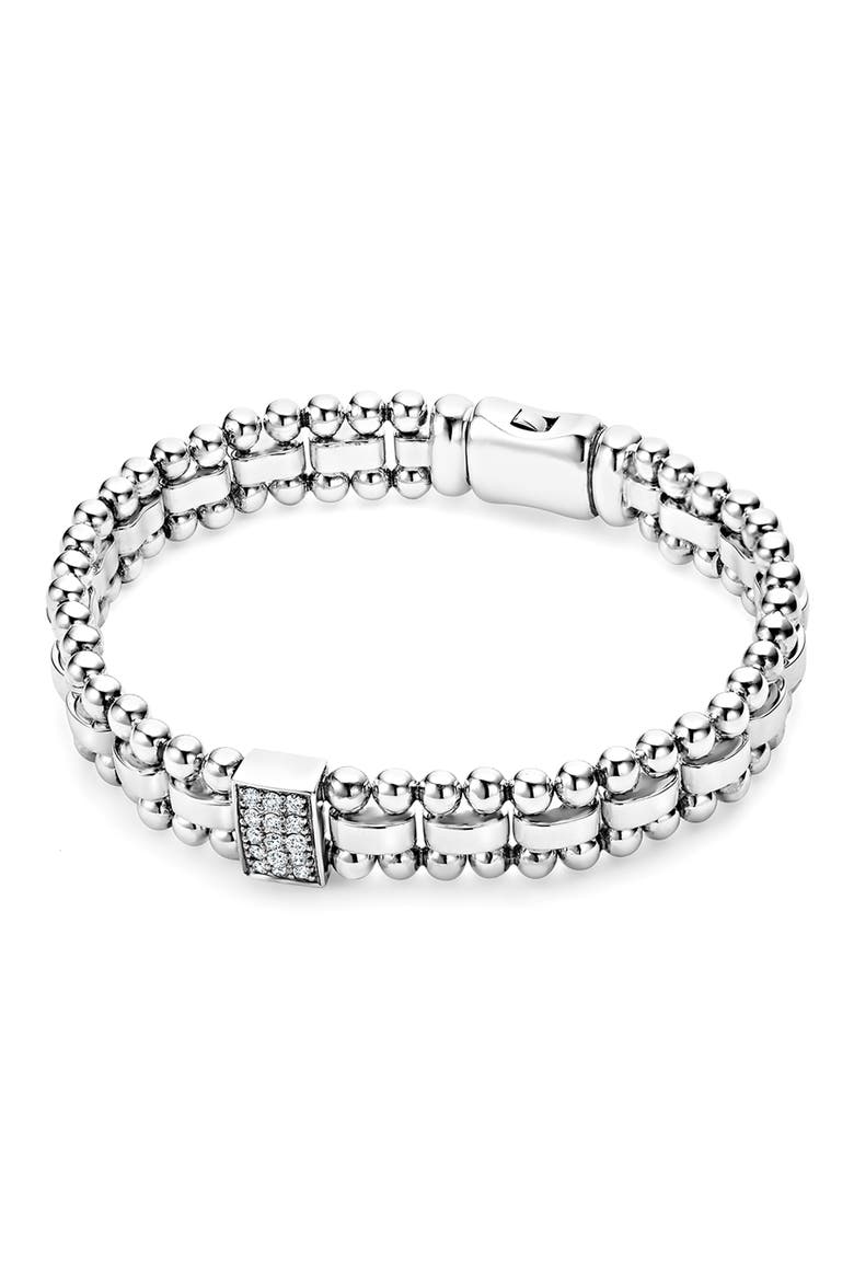 Caviar Spark Diamond Rectangle Link Bracelet, Alternate, color, SILVER/ DIAMOND