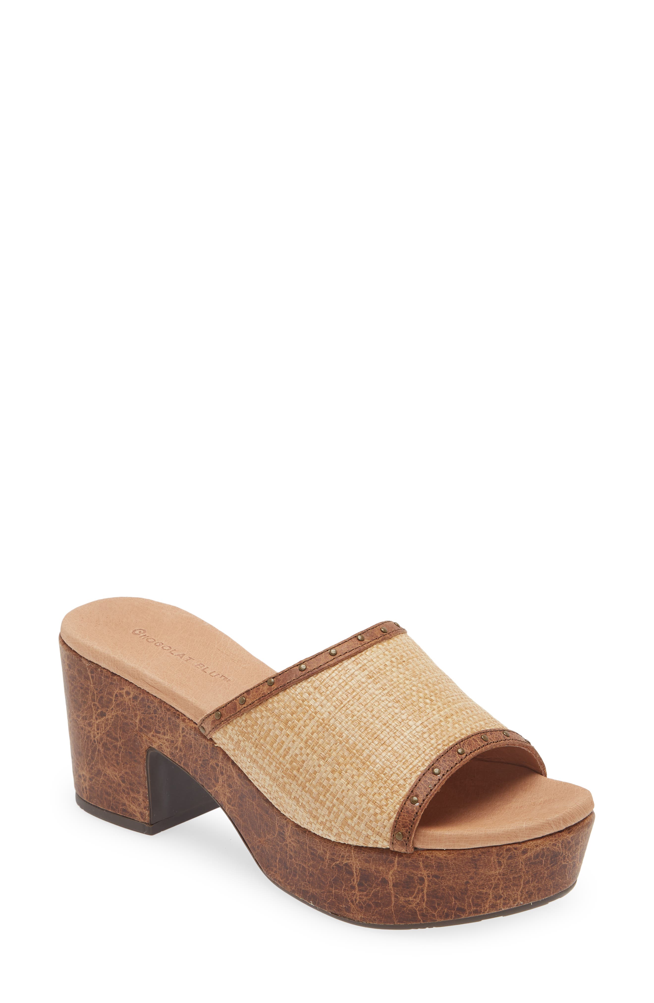 Chocolat Blu Guro Platform Sandal, Main, color, Brown Combo Raffia