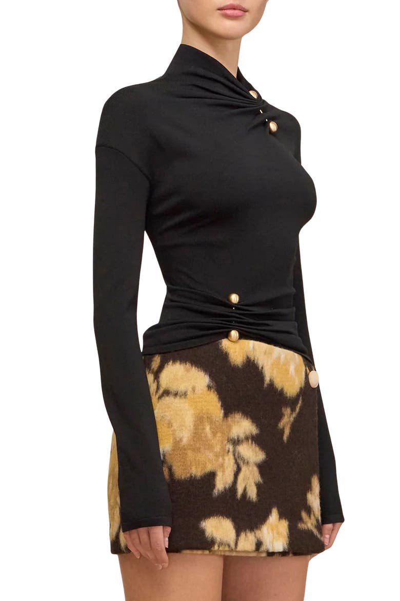 Callie Asymmetric Neck Top, Alternate, color, BLACK