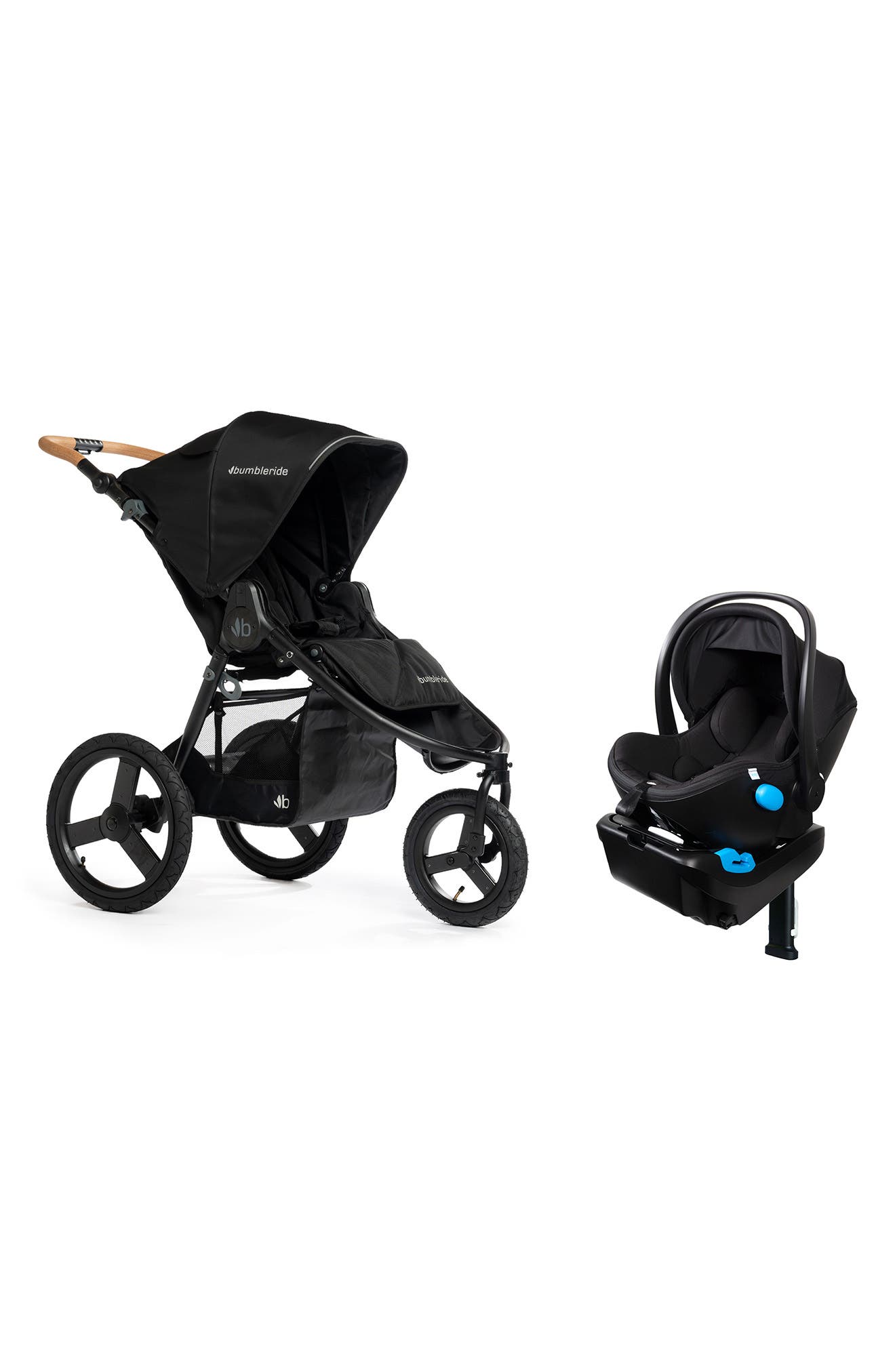 Bumbleride Speed Jogging Stroller & Clek Liing Railroad Ziip Travel System Car Seat Set in Black 