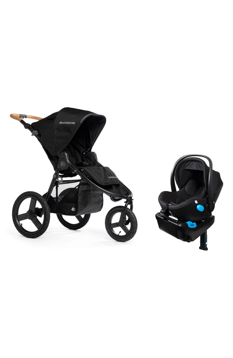 Bumbleride Speed Jogging Stroller & Clek Liing Railroad Ziip Travel System Car Seat Set, Main, color, Black