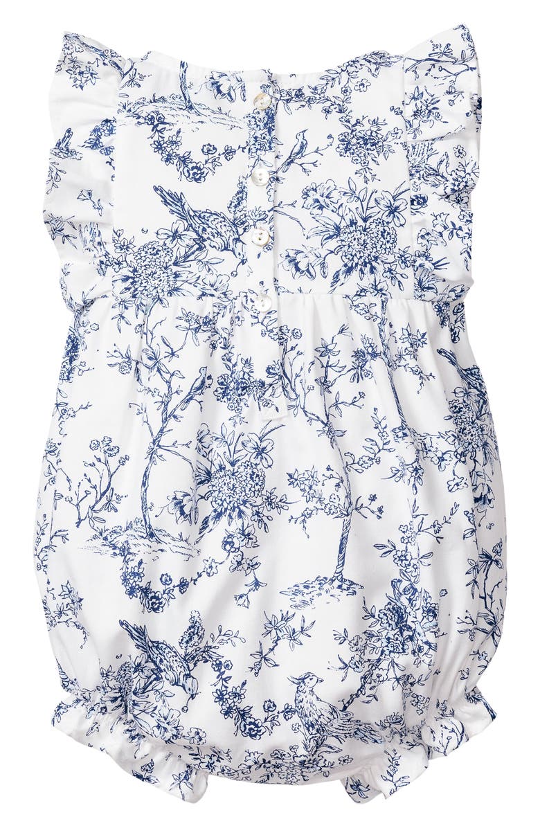 Petite Plume Timeless Toile Ruffle Trim Cotton Blend One-Piece Pajamas, Alternate, color, White