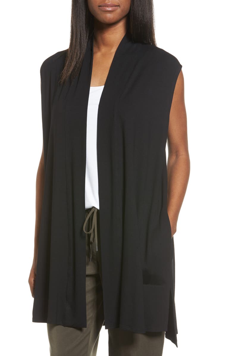 Eileen Fisher Eilen Fisher Long Jersey Vest, Main, color,