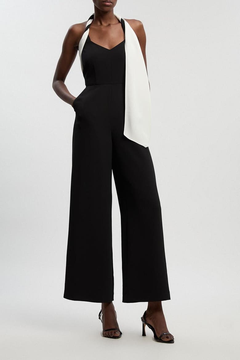Soft Tailored Halter Neck Jumpsuit, Alternate, color, Mono