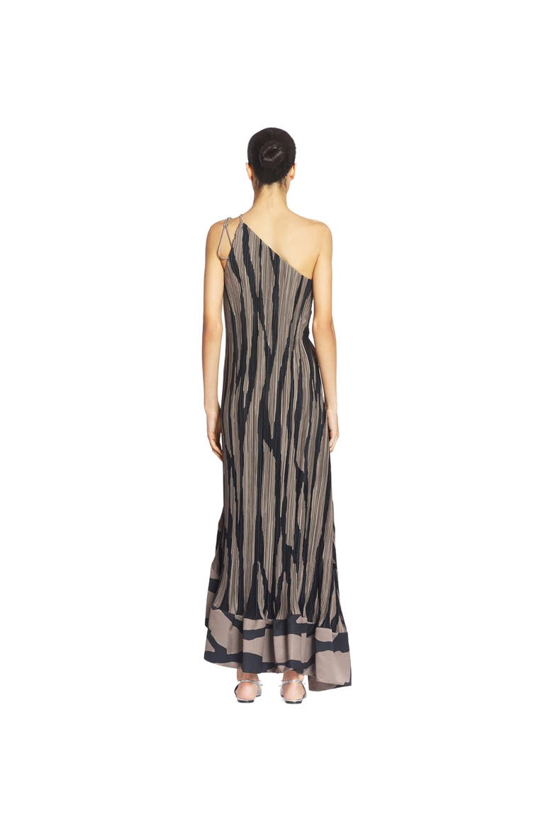 ASYMMETRICAL CASCADE-EFFECT DRESS, Alternate, color, MARRON GLACE/BLACK