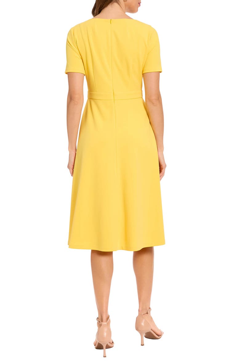 Scuba Crepe Fit & Flare Dress, Alternate, color, BANANA CREAM