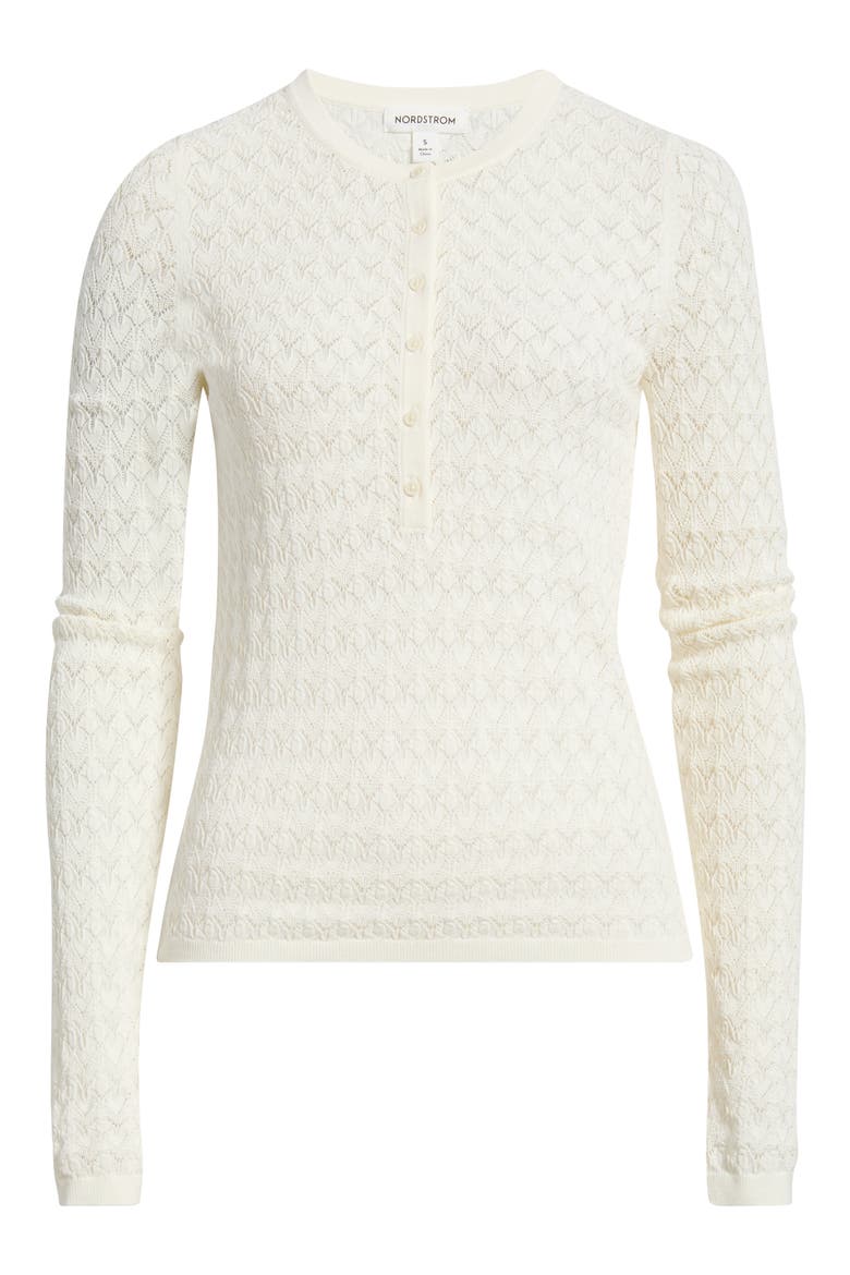 Pointelle Henley, Alternate, color, IVORY TOFU