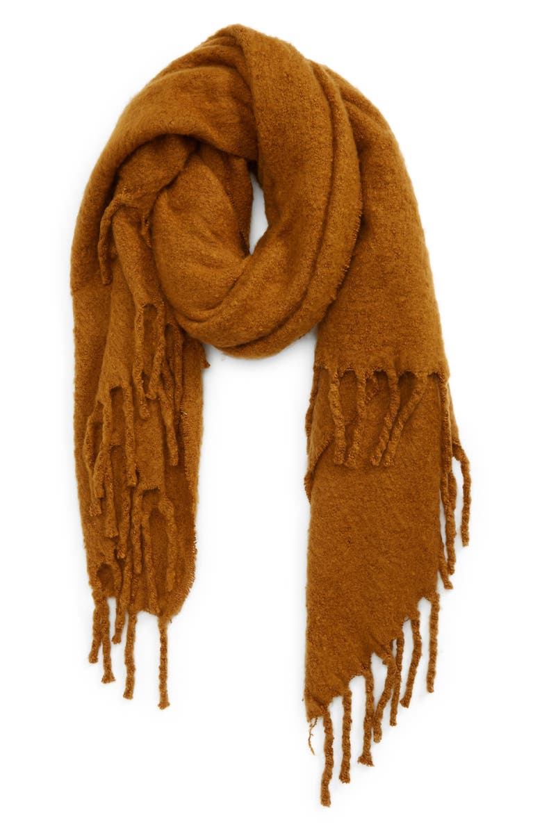 Madewell Textured Solid Contrast Fringe Scarf, Main, color, 