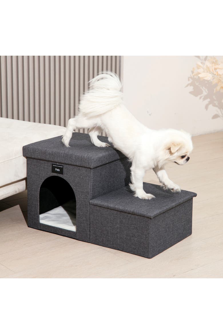 2 Step Pet Stairs, Ladder for Cats or Small Dogs, Alternate, color, Gray