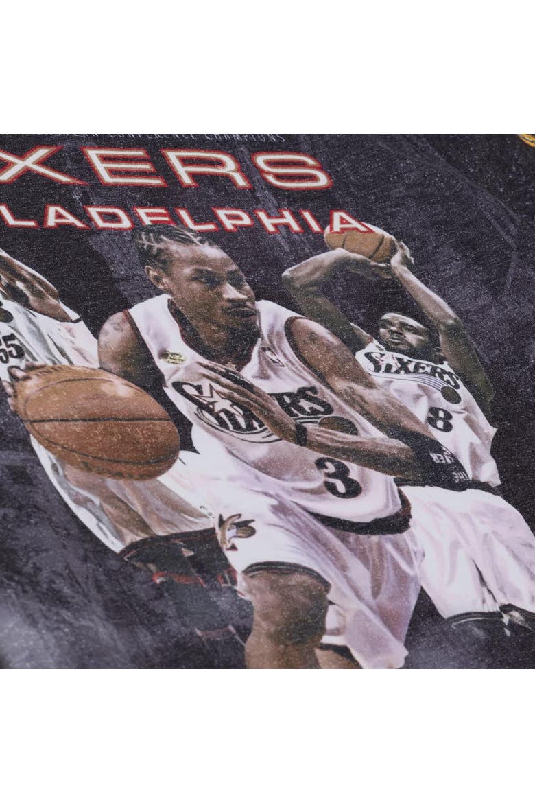 Men's Mitchell & Ness Black Philadelphia 76ers Hardwood Classics Originals Collection 2000-2001 Team Roster T-Shirt, Alternate, color, Black