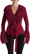 Naked Wardrobe Fringe Tie Waist Chenille Cardigan