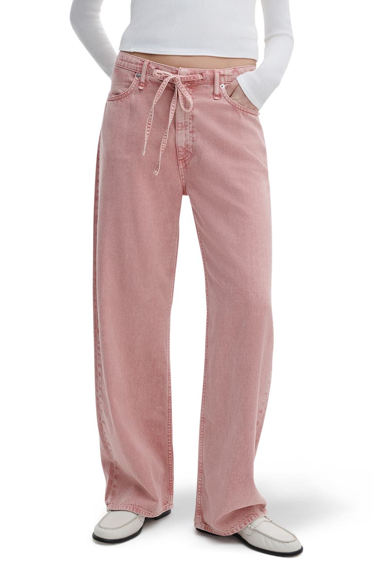 Featherweight Phoebe Drawstring Wide Leg Jeans, Main, color, RASPBERY