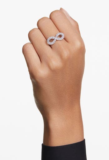 Swarovski Hyperbola Ring, Round Cut, Clear, Rhodium Finished