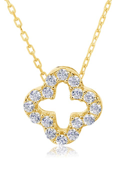 Sterling Silver CZ Clover Pendant Necklace