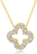 SUZY LEVIAN Sterling Silver CZ Clover Pendant Necklace