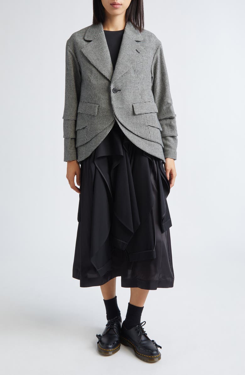 Noir Kei Ninomiya Houndstooth Wool Blend Tweed Blazer, Alternate, color, Black X White