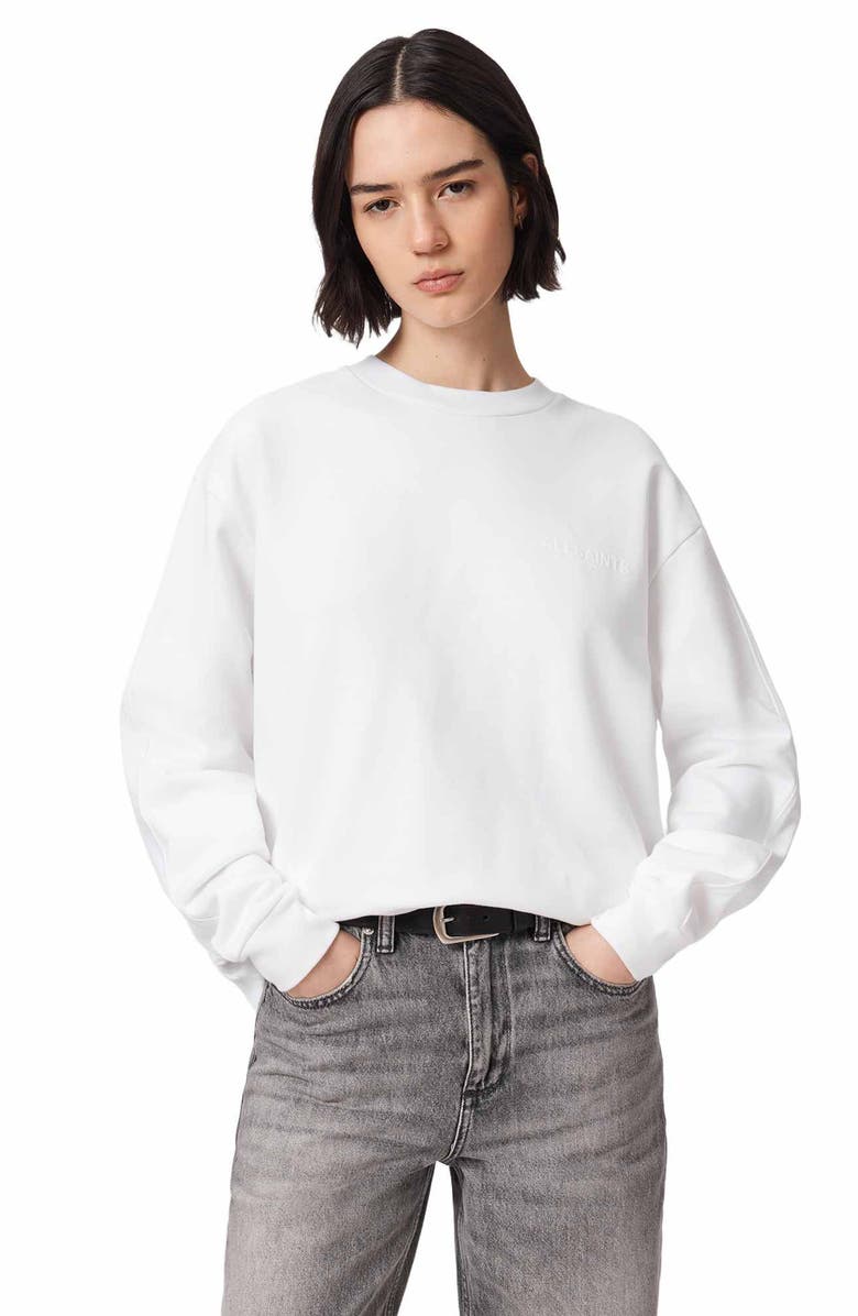 AllSaints Mabel Etta Cotton Sweatshirt, Alternate, color, Optic White