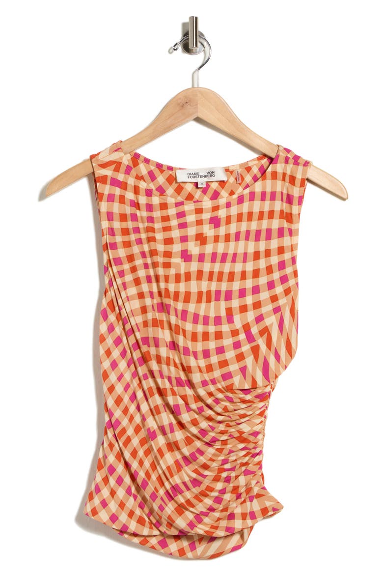 Athena Check Ruched Top, Main, color, SIRENS WEAVE