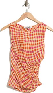 Diane von Furstenberg Athena Check Ruched Top