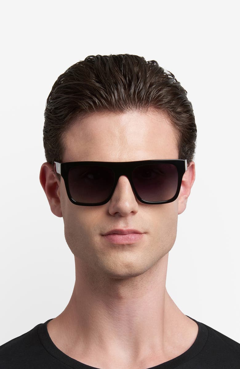 Moschino 55mm Gradient Flat Top Rectangular Sunglasses, Alternate, color, Black/ Dark Grey Sf