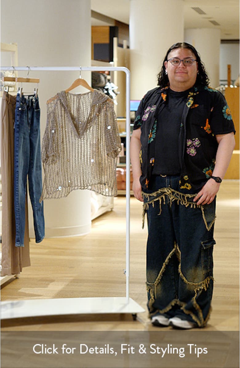 Aaliyah Sequin Open Stitch Hooded Sweater, sales video thumbnail