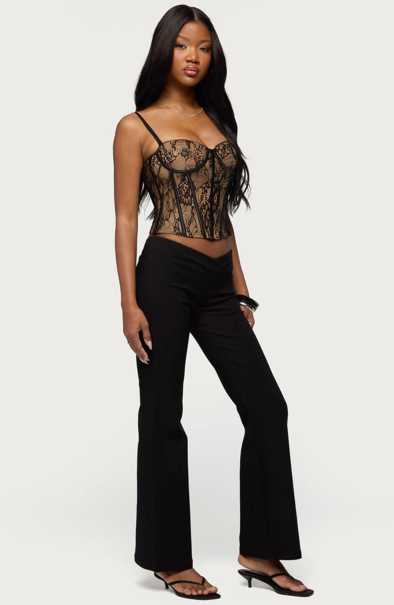 EDIKTED Alyce Crossover Flare Pants, Alternate, color, 