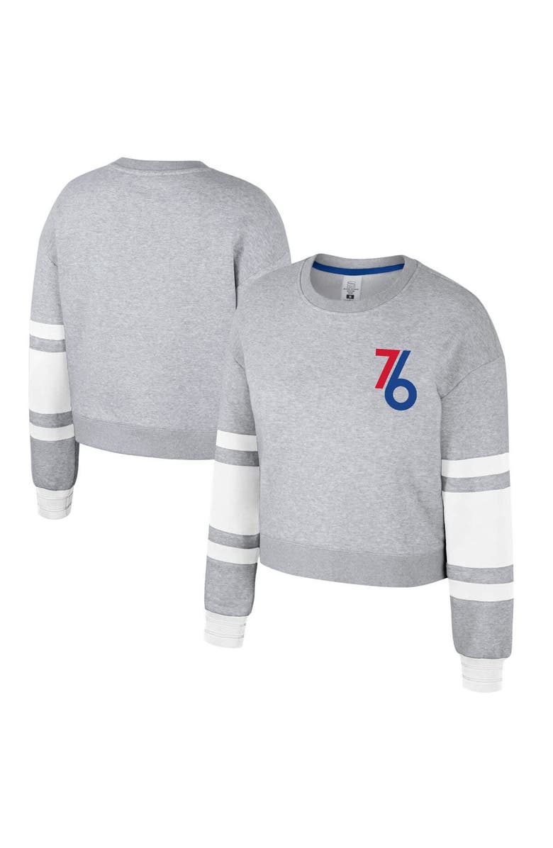 Stadium Essentials Women's Stadium Essentials Heather Gray Philadelphia 76ers 2024/25 City Edition Scrimmage Cropped Pullover Sweatshirt, Main, color, 