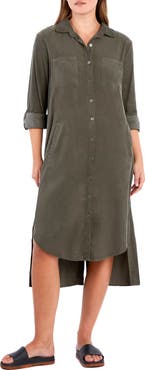 Wash Lab Denim Chill Out High-Low Corduroy Shirtdress