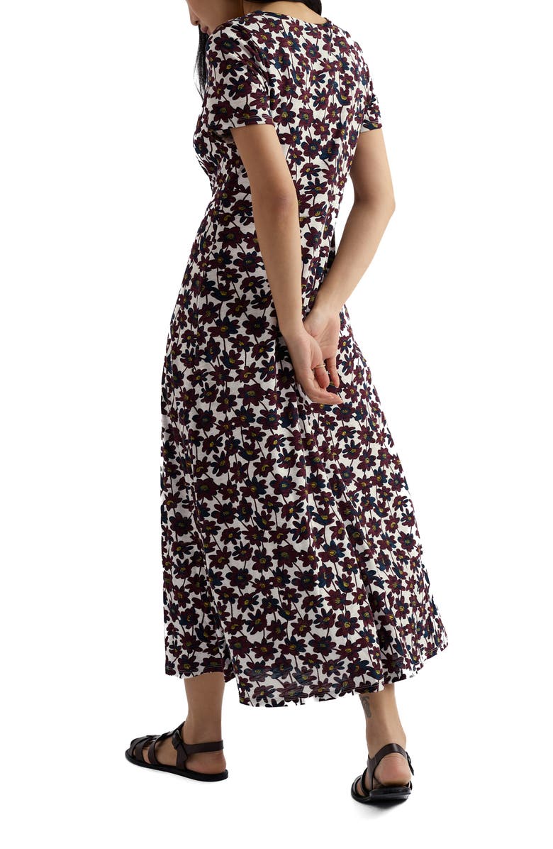 Seasalt Cornwall Chapelle Floral Organic Cotton Jersey Midi Dress, Alternate, color, Little Sponge Spot Tomato
