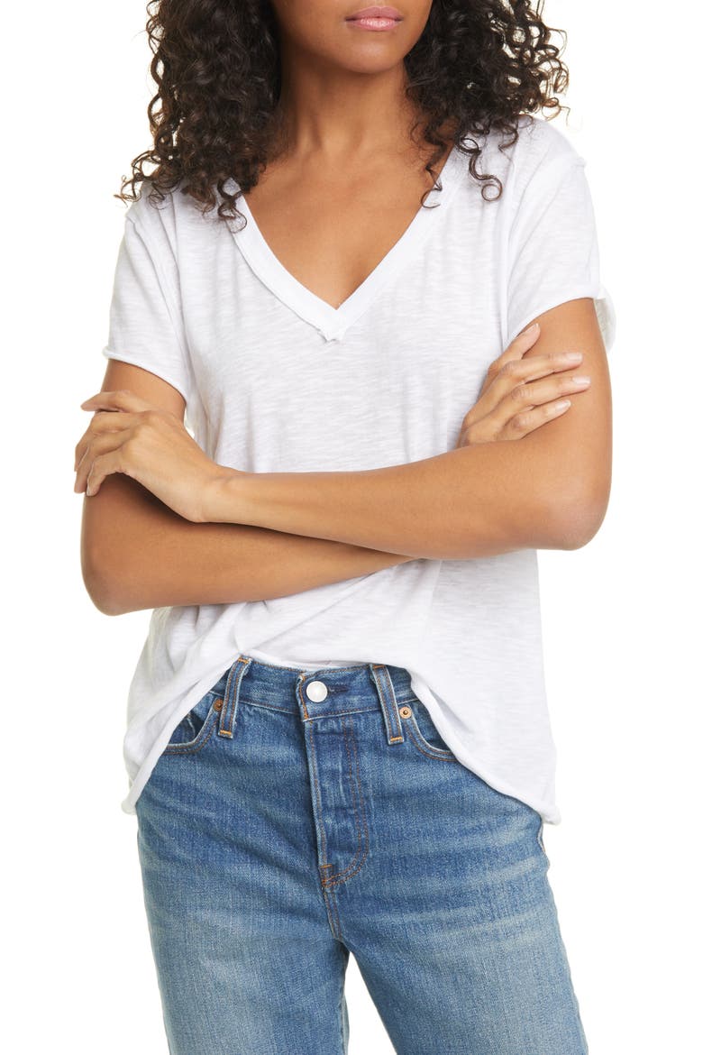 Kaylen Cotton Blend T-Shirt, Main, color, WHITE