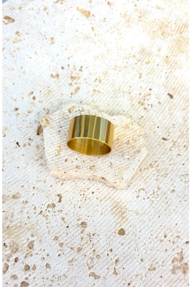 18K Gold Plated Wide Band Ring, Alternate, color, GOLD