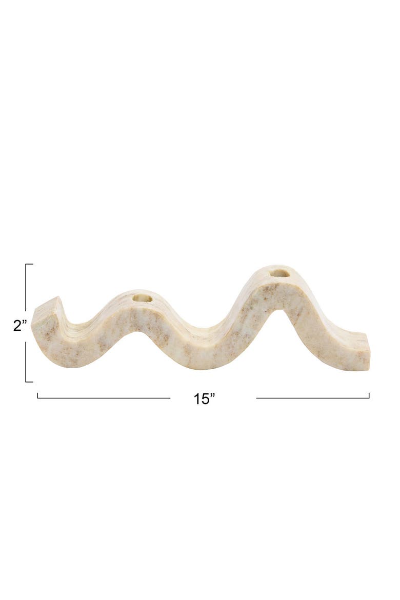 Marble Wave Double Taper Candle Holder, Beige, Alternate, color, White