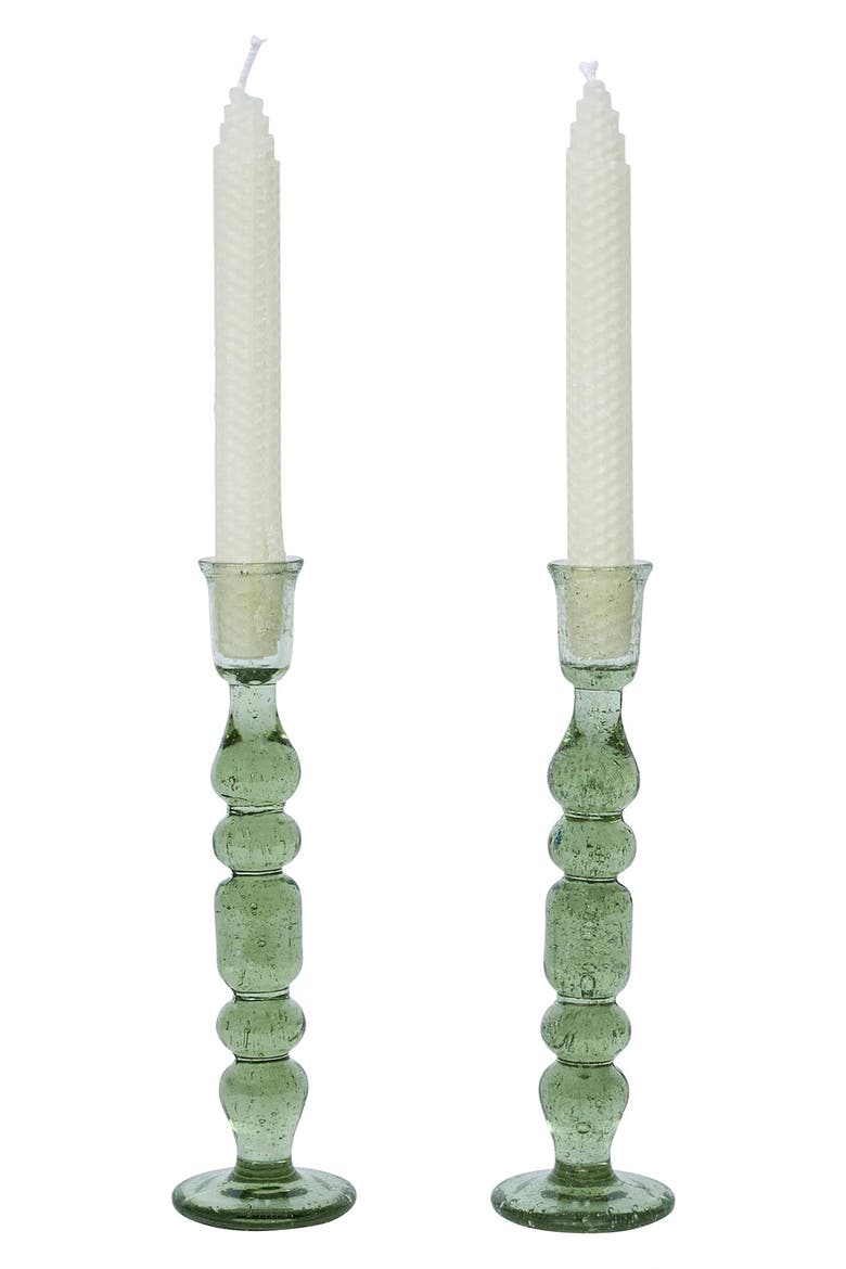 Provence Set of 2 Candlesticks, Alternate, color, BASIL
