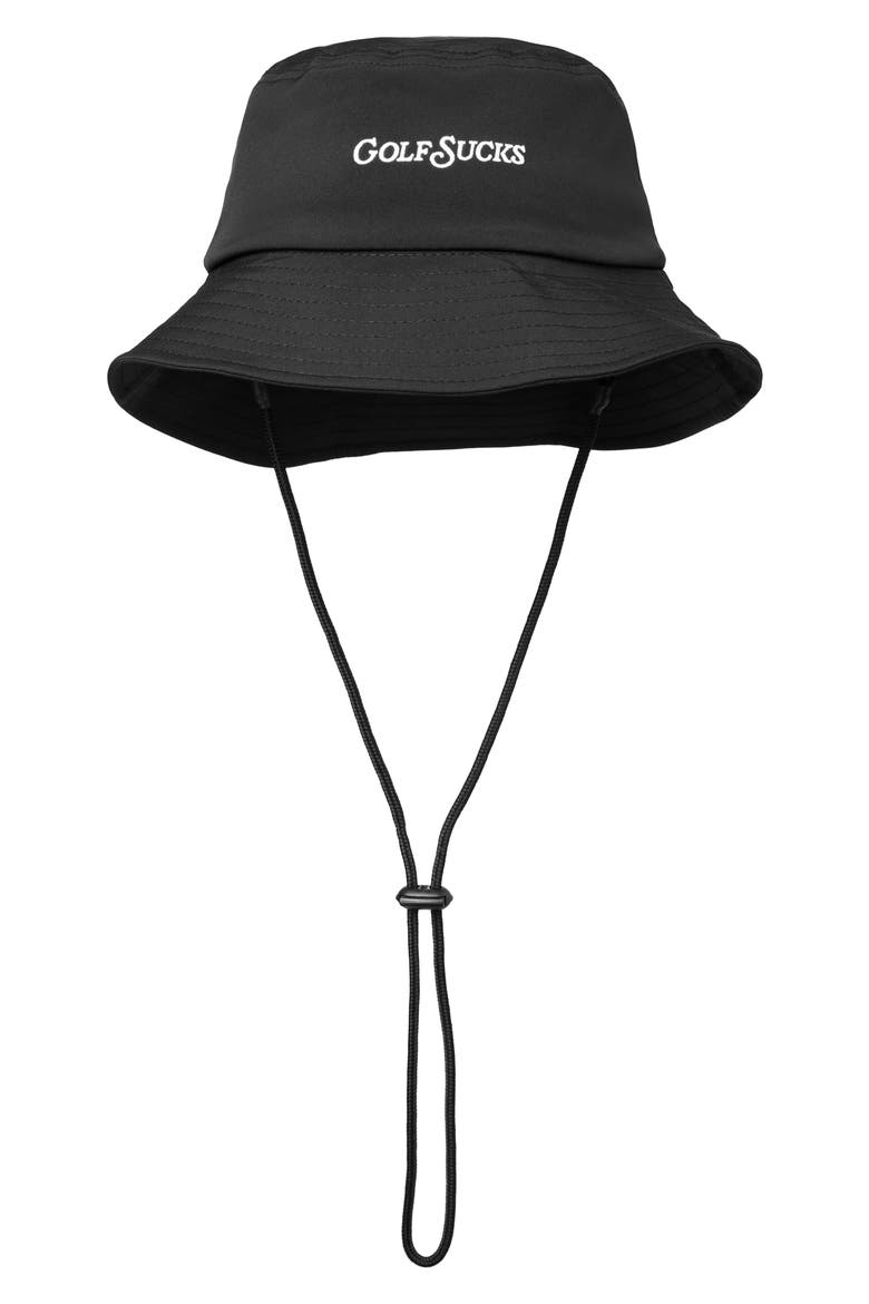 Golf Sucks Bucket Hat, Main, color, BLACK