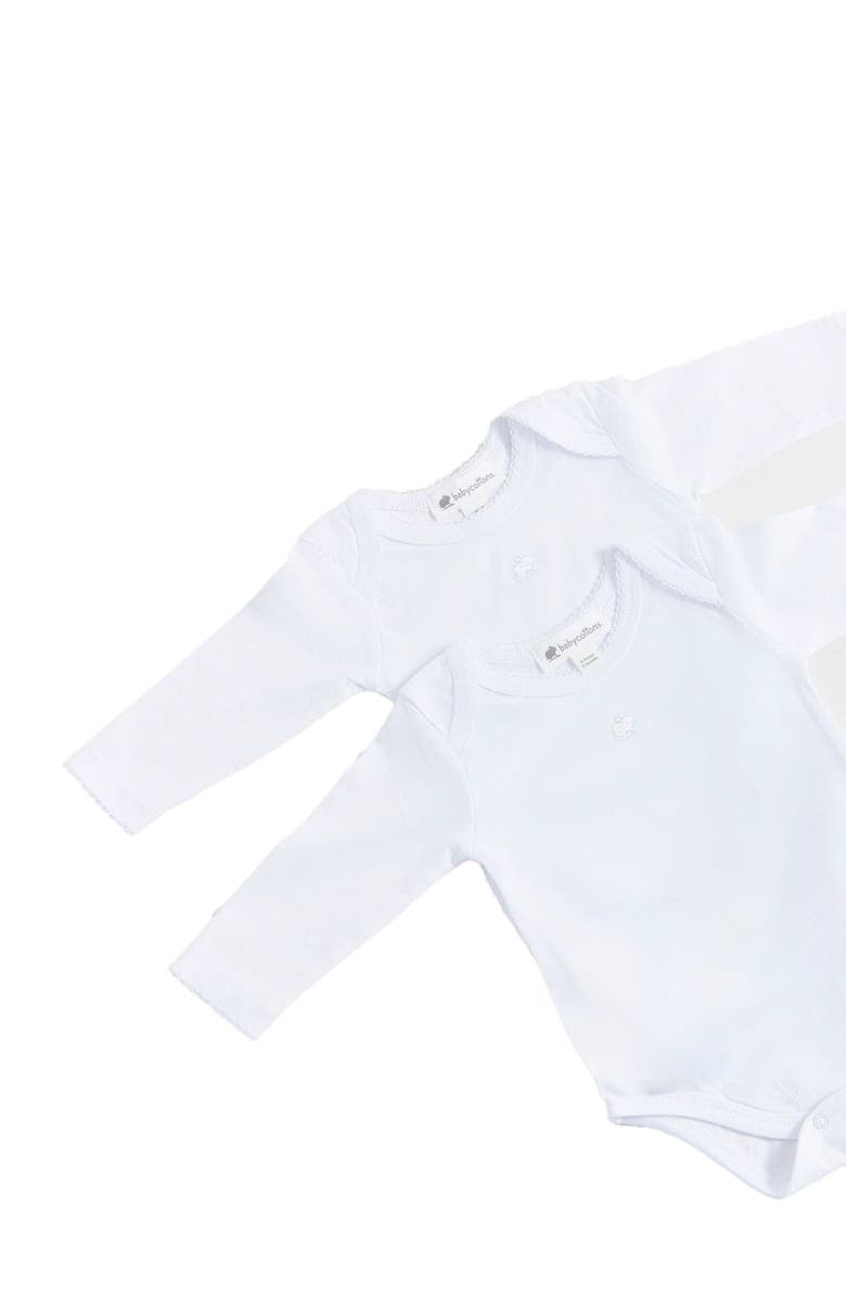 Babycottons Logo Long Sleeve Bodysuit 2-Pack for Infant, Alternate, color, White