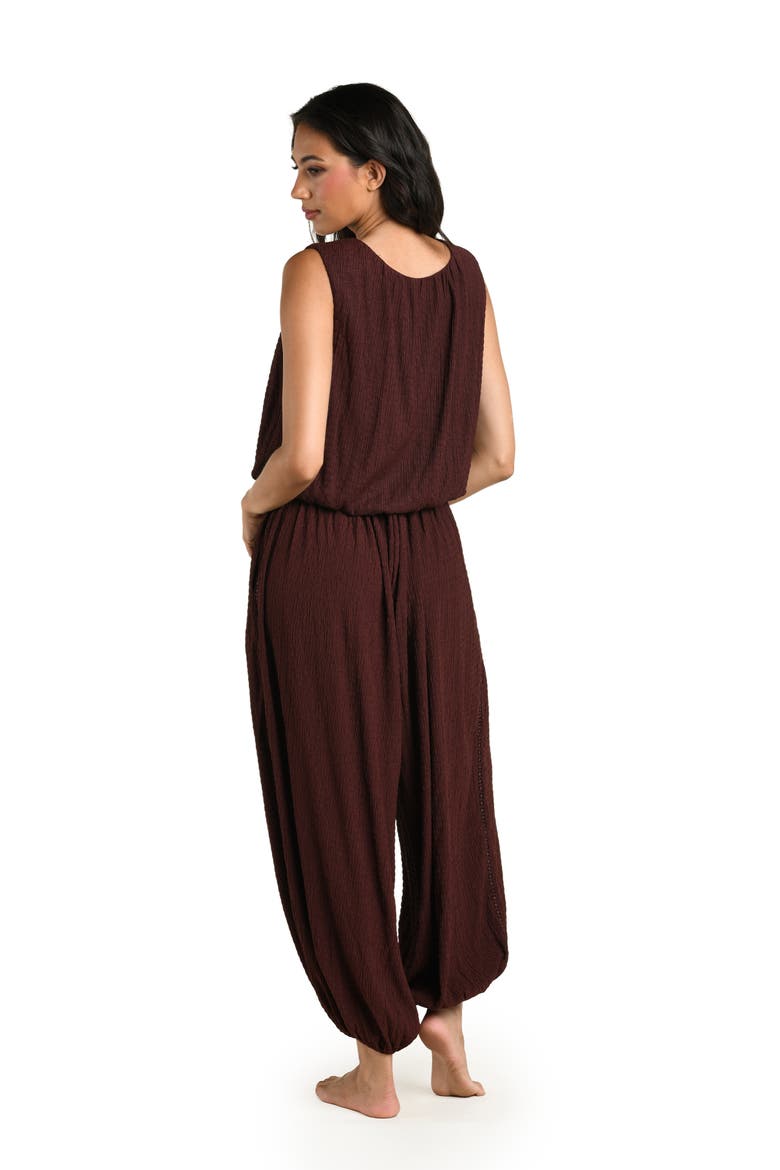 Puckered Up Crochet Detail Cover-Up Balloon Pants, Alternate, color, JAVA