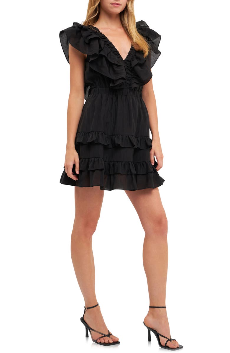 Endless Rose Ruffle Trim Minidress, Alternate, color, 