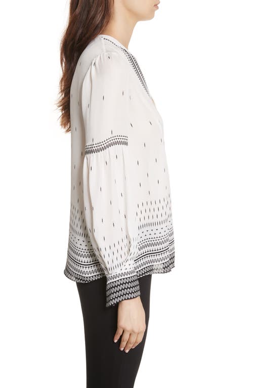 Joie Abhirati Split-neck Printed Silk Blouse In Brown