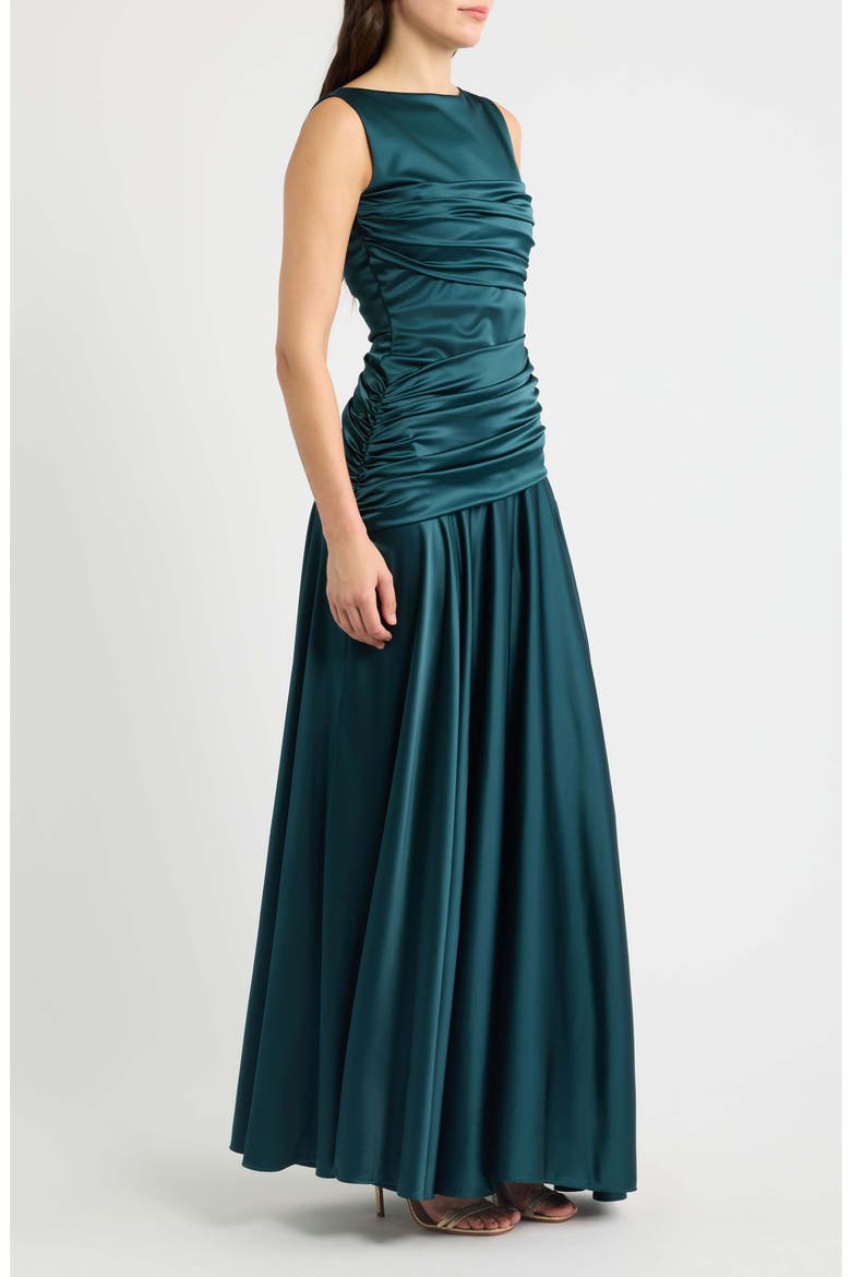 Raula Ruched Satin Gown, Alternate, color, 549E SHERWOOD