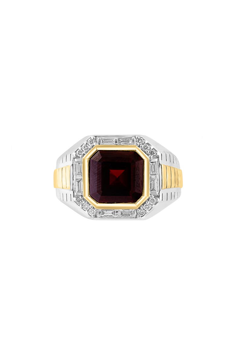 Men's Diamond & Garnet Two-Tone Signet Ring, Alternate, color, RED