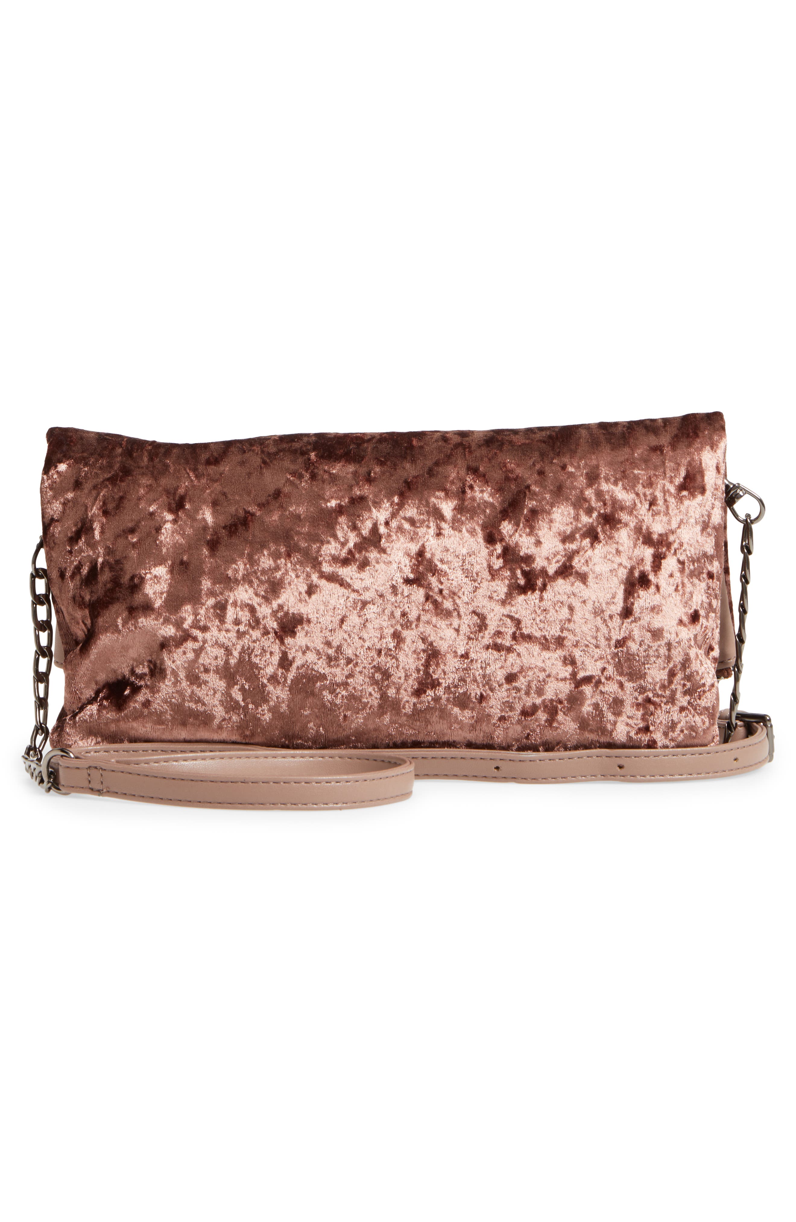 Velvet Foldover Clutch, Alternate, color, MAUVE