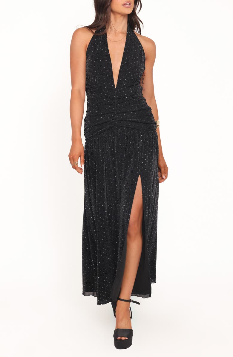 Petal & Pup Lucas Maxi Halter Dress, Main, color, Black